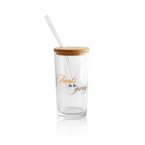 Vaso tipo lata transparente y esmerilado (16oz) - Thanks ik is giving