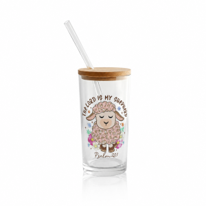 Vaso tipo lata transparente y esmerilado (16oz) - The lord is my shepherd