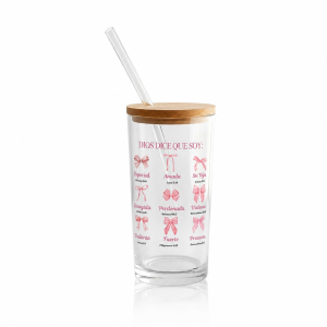 Vaso tipo lata transparente y esmerilado (16oz) - Dios dice que soy