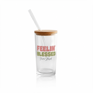 Vaso tipo lata transparente y esmerilado (16oz) - Feeling blessed